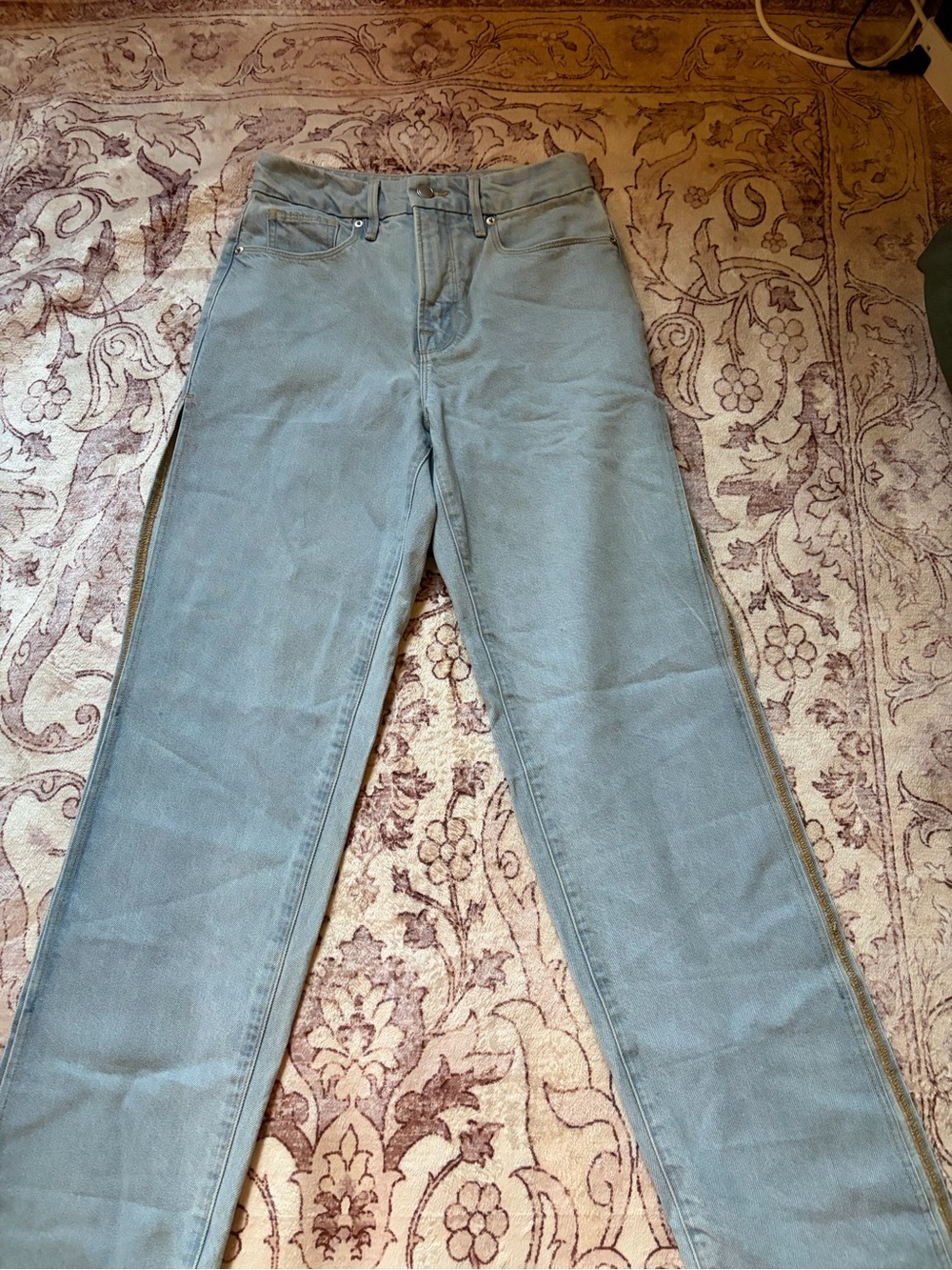 Good American Light Wash open leg Flare Jeans